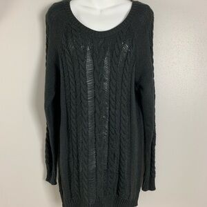 H&M Black Long Style Pattern Sweater SZ Large